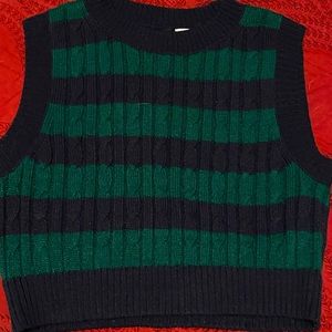 Green and navy sweater vest